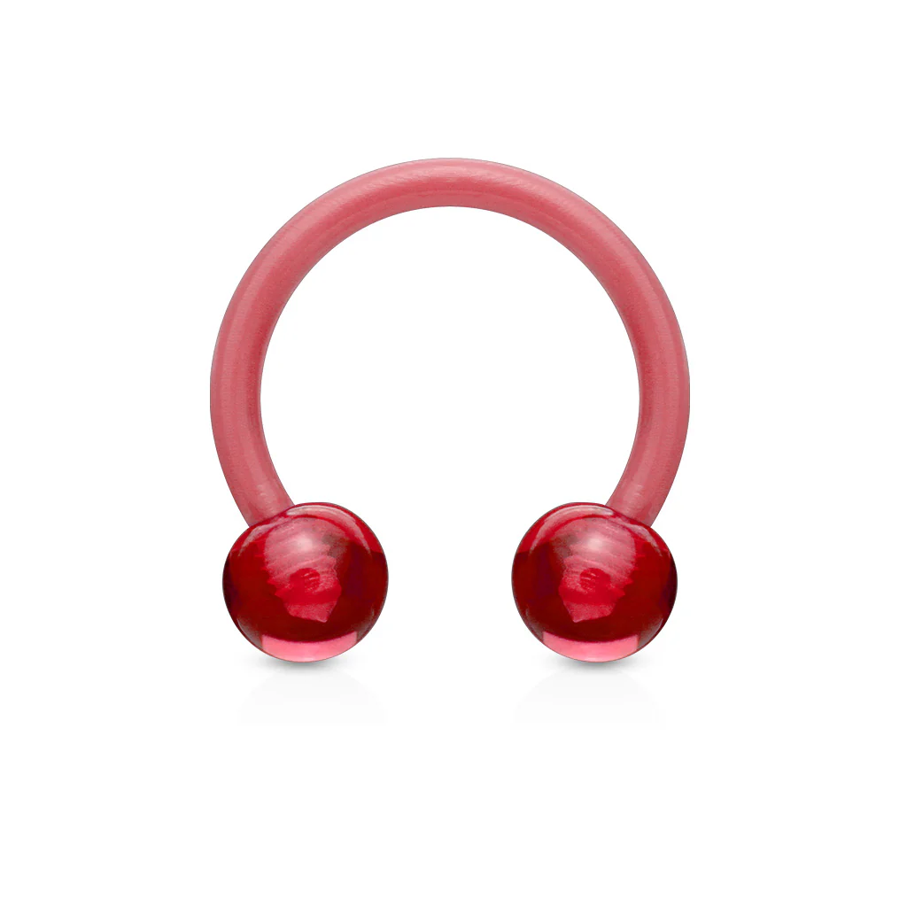 All Acrylic Flexible Horseshoe Circular Barbell Tragus Nipple Ring 14GA - Image 4