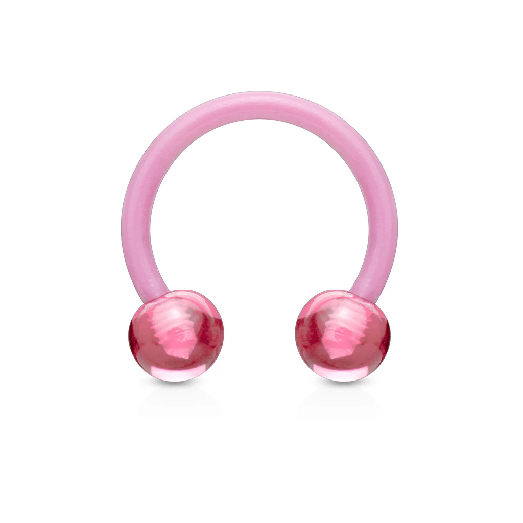 All Acrylic Flexible Horseshoe Circular Barbell Tragus Nipple Ring 14GA - Image 5