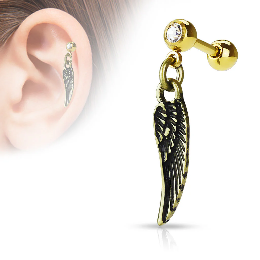 Angel Wing Dangle Surgical Steel Cartilage Helix Tragus Barbells - Image 3