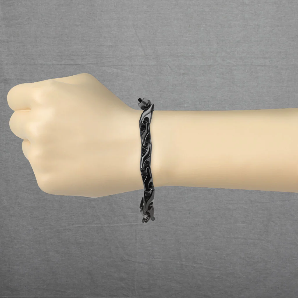 Arrow Linked Black IP Tungsten Carbide Chain Bracelets - Image 2