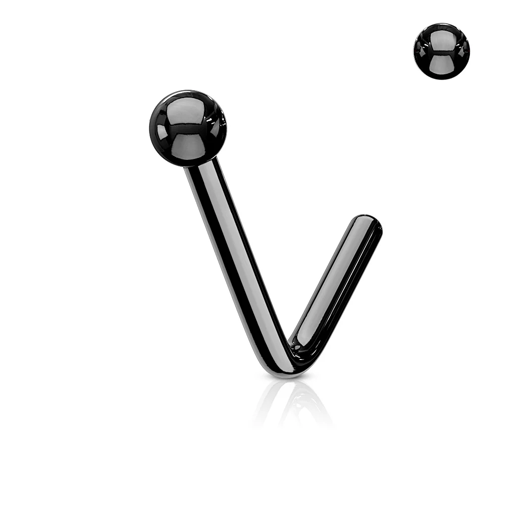Ball End IP on Surgical Steel "L" Bend Nose Stud Rings - Image 3