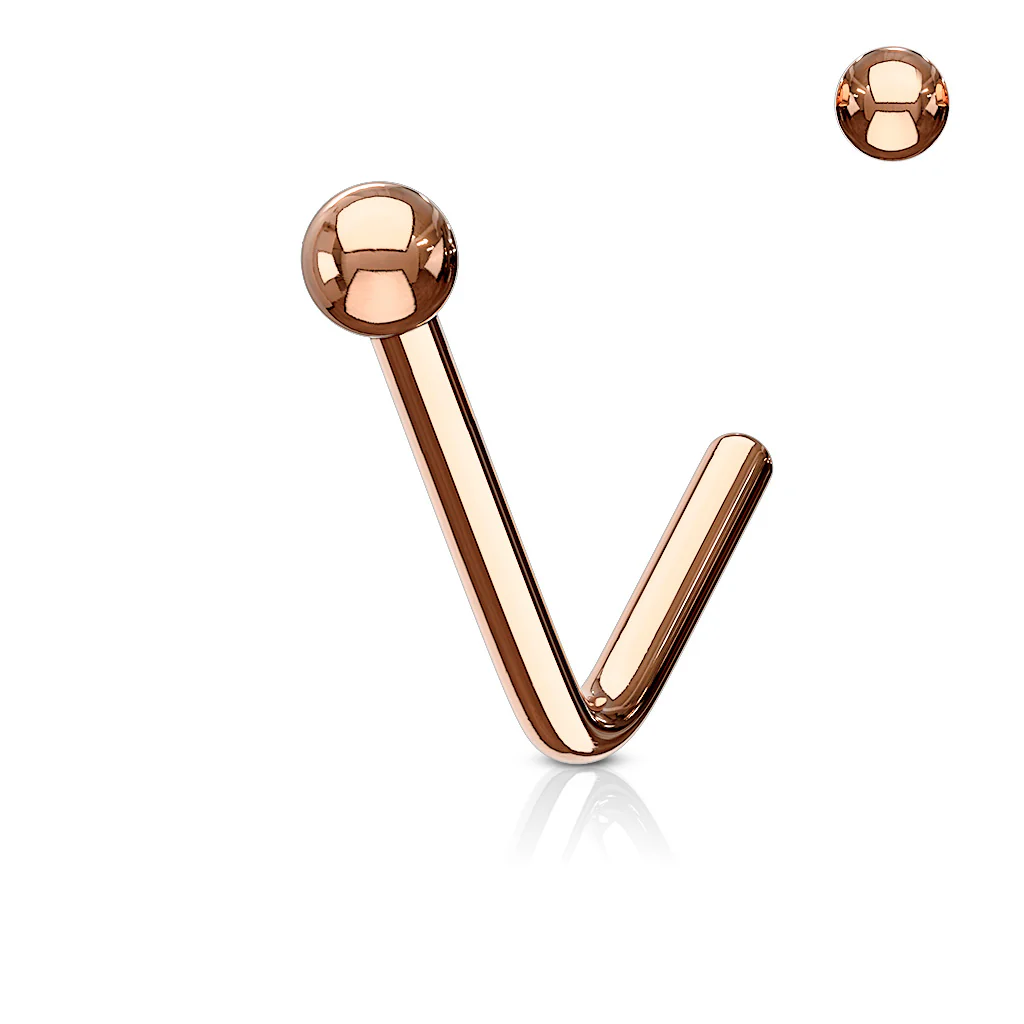 Ball End IP on Surgical Steel "L" Bend Nose Stud Rings - Image 4