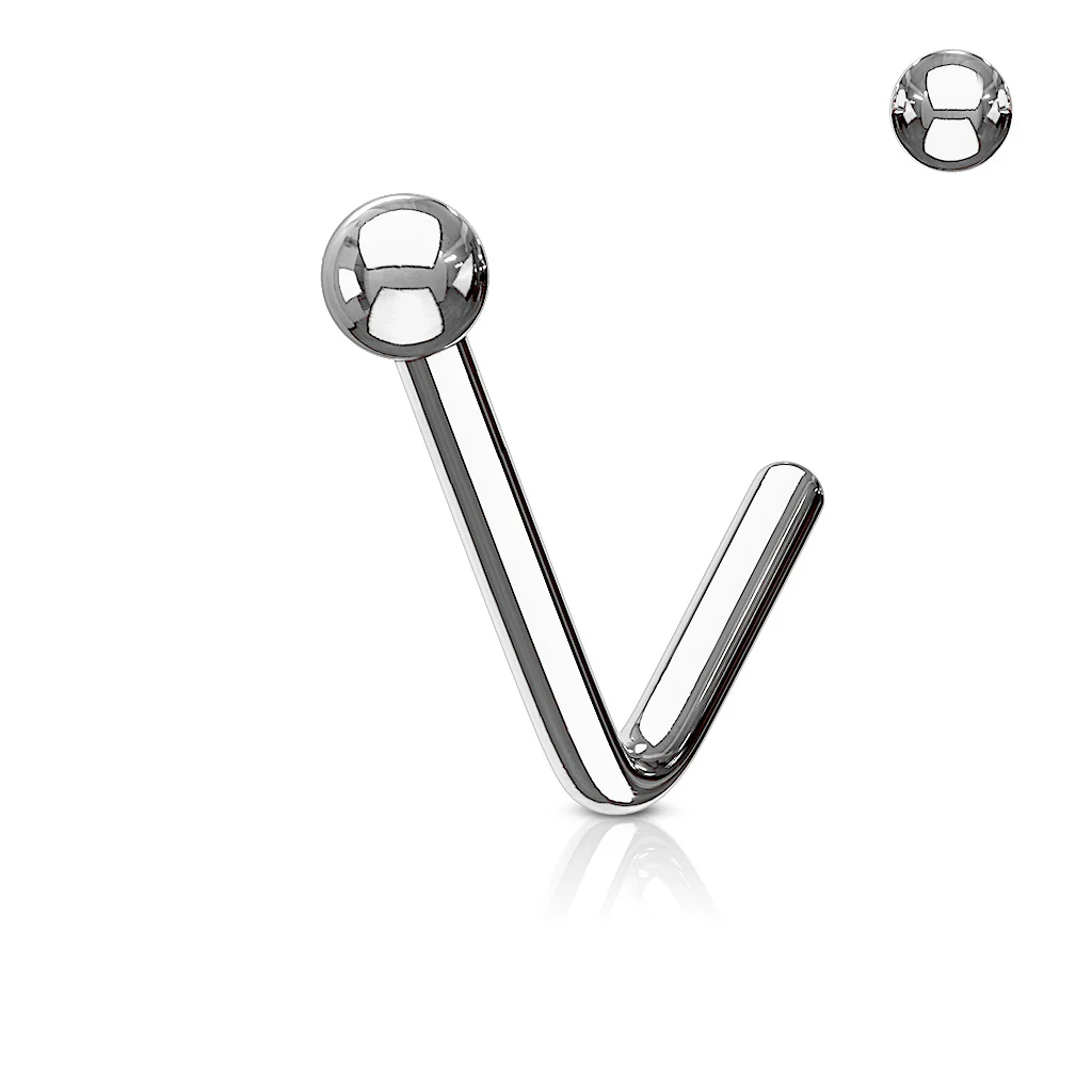 Ball End IP on Surgical Steel "L" Bend Nose Stud Rings - Image 5