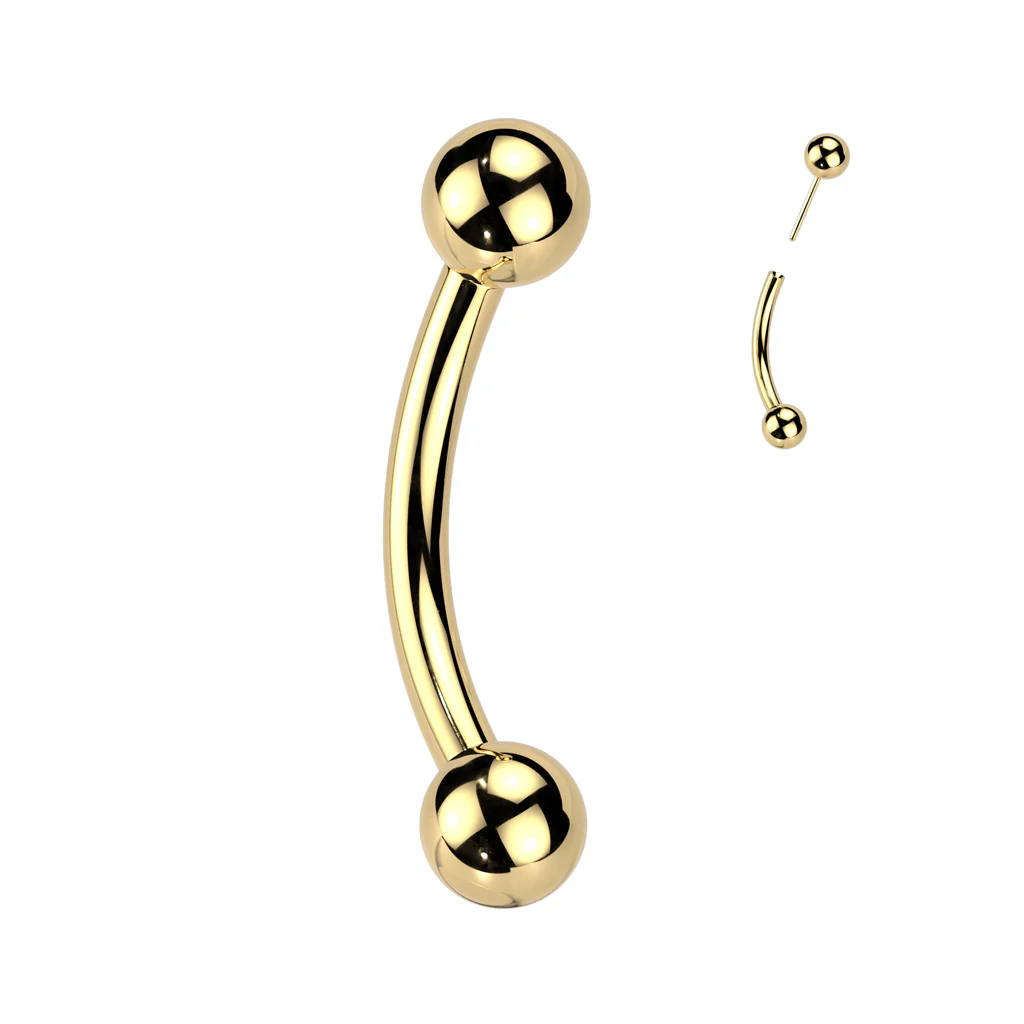 Titanium Push In Curved Barbell With One Fixed Ball For Eyebrow Belly - Image 3