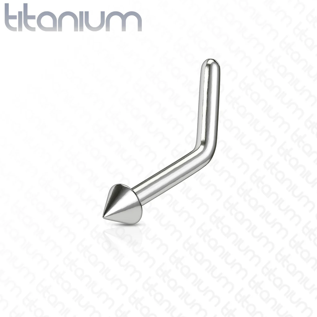 Basic Titanium L Bend Nose Stud Ring - Image 4