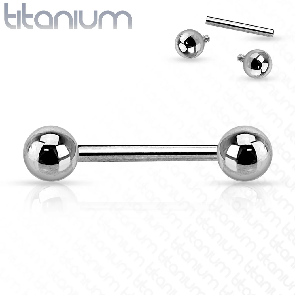 Basic Internally Threaded Titanium Barbells Tongue Ring 16GA