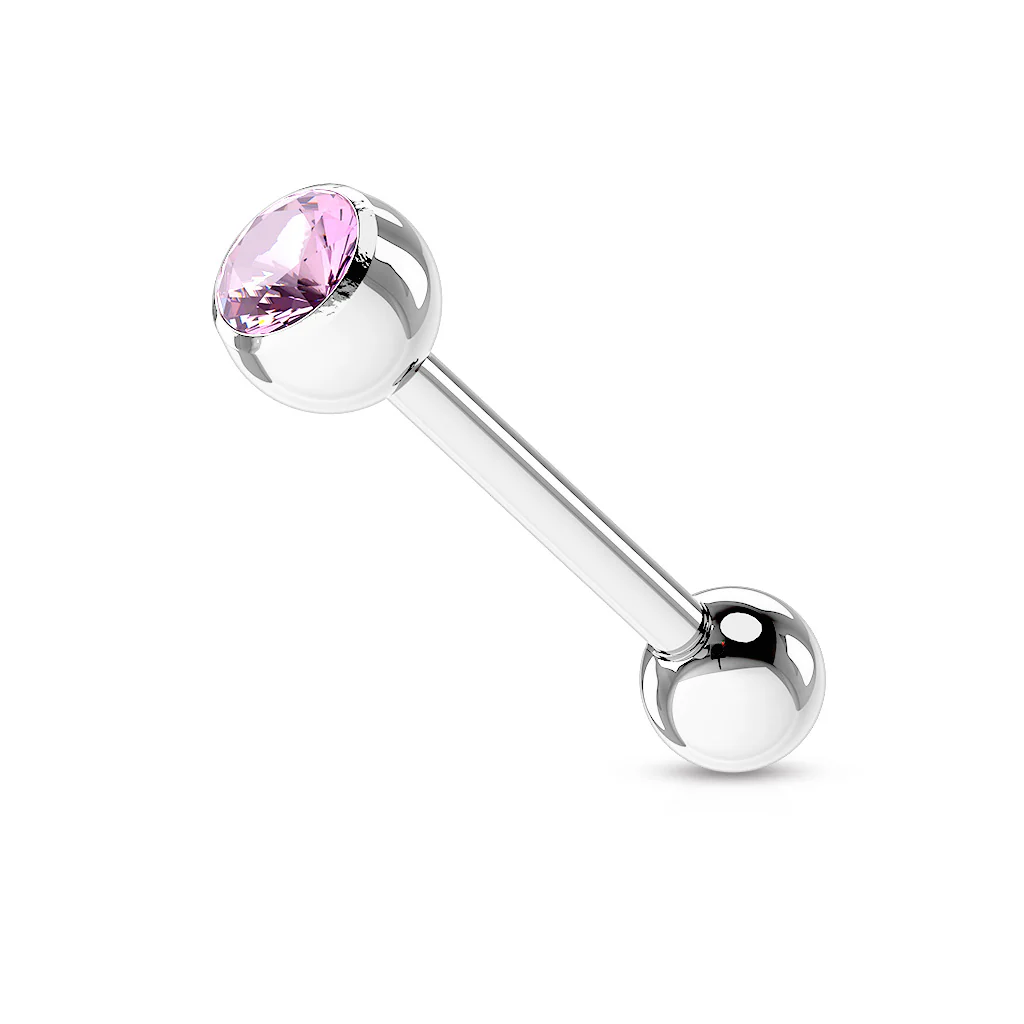 Basic Press Fit CZ Surgical Steel Tragus Barbell Tongue Rings - Image 10
