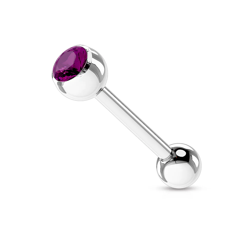 Basic Press Fit CZ Surgical Steel Tragus Barbell Tongue Rings - Image 2