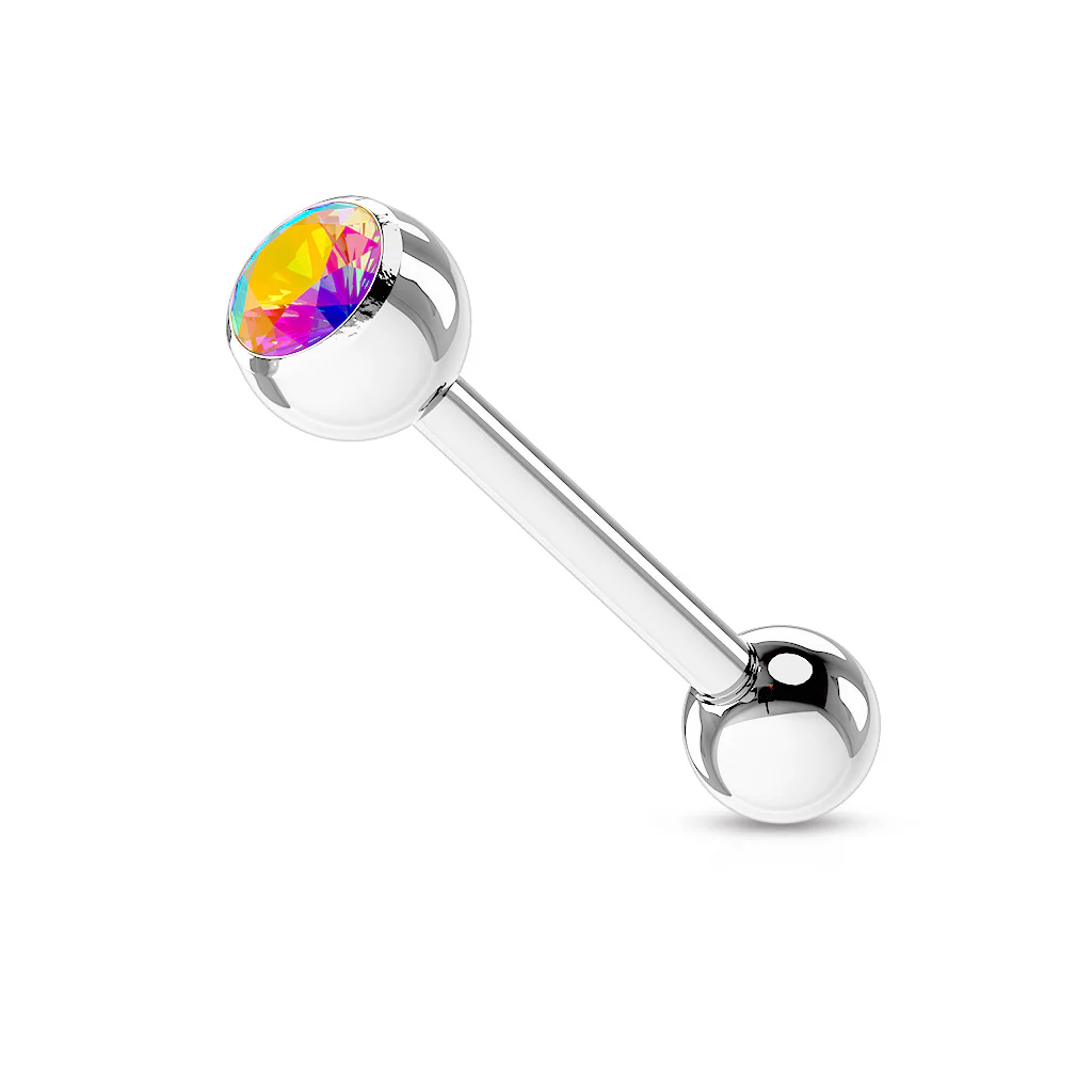 Basic Press Fit CZ Surgical Steel Tragus Barbell Tongue Rings - Image 3