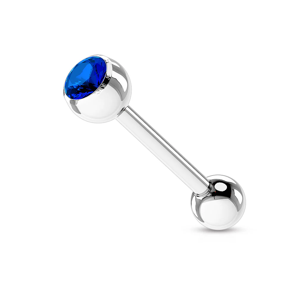 Basic Press Fit CZ Surgical Steel Tragus Barbell Tongue Rings - Image 4