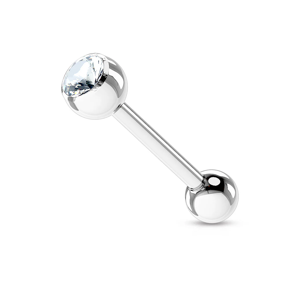 Basic Press Fit CZ Surgical Steel Tragus Barbell Tongue Rings - Image 5