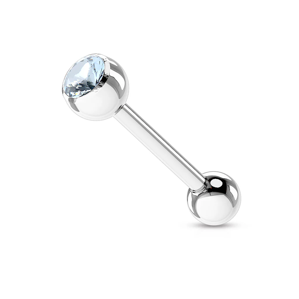 Basic Press Fit CZ Surgical Steel Tragus Barbell Tongue Rings - Image 9