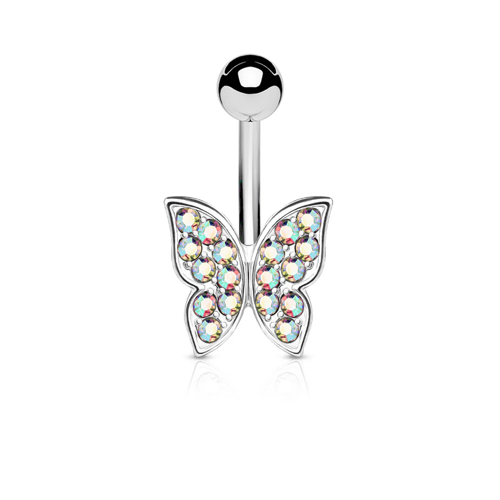 Butterfly CZ Belly Button Navel Rings - Image 2