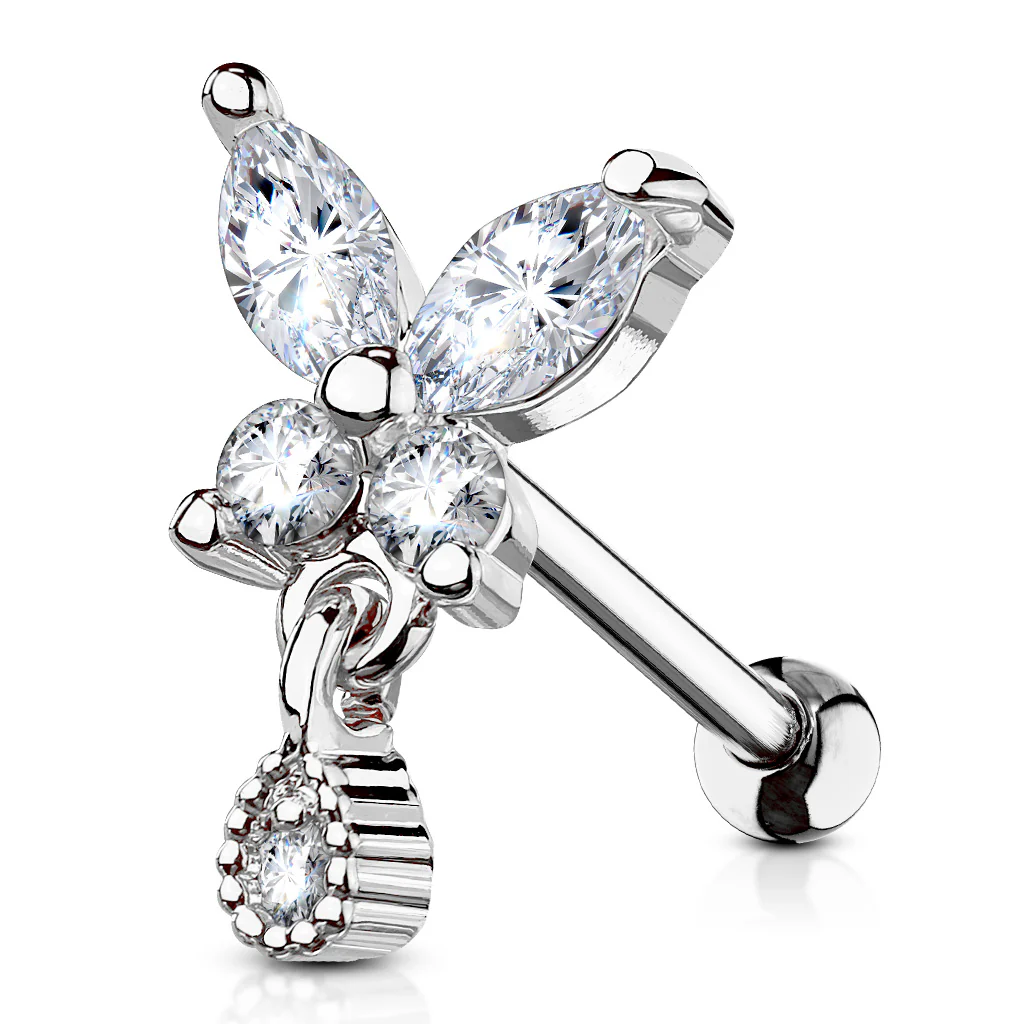 Butterfly Tear Drop Ear Cartilage Helix Daith Tragus Studs Earrings - Image 2
