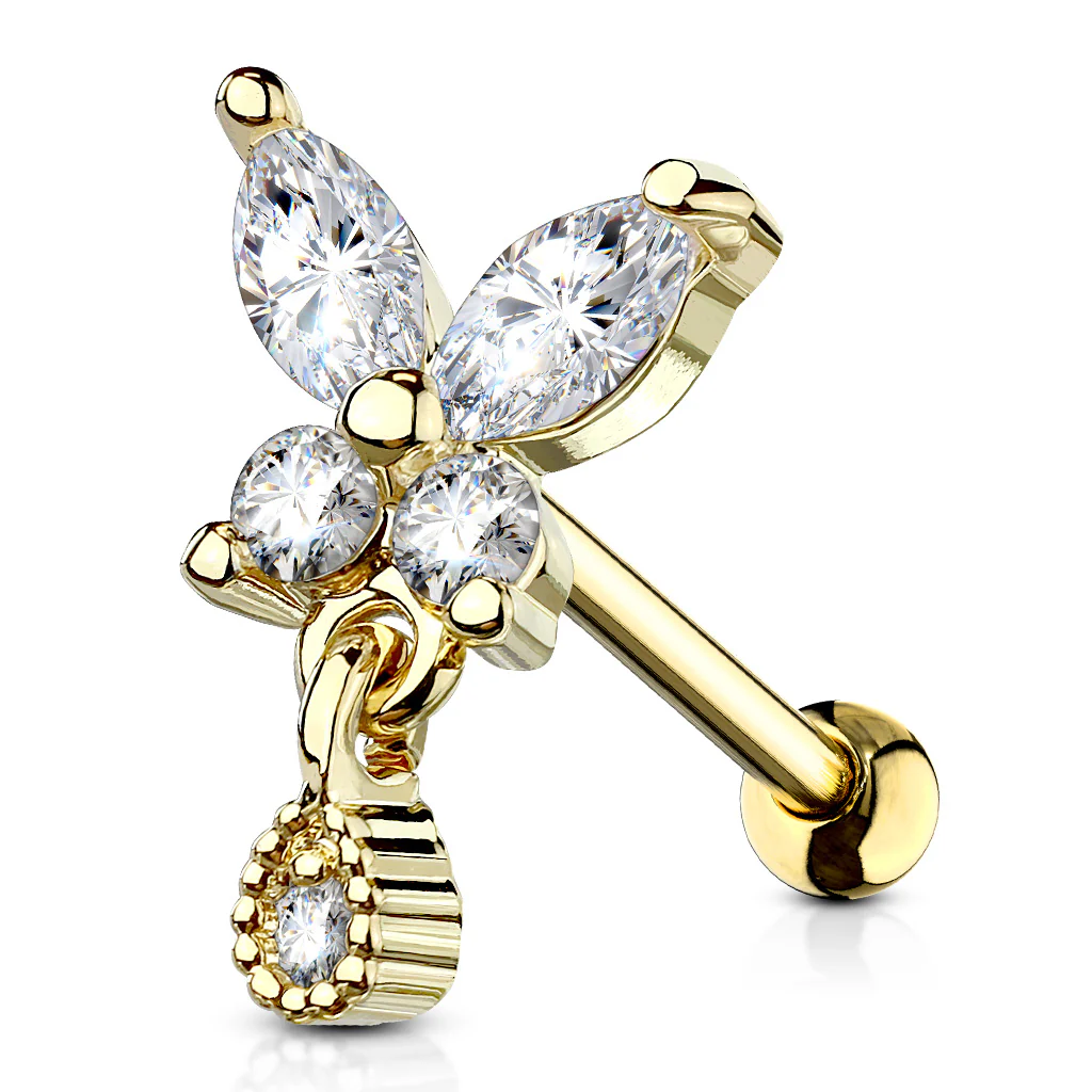 Butterfly Tear Drop Ear Cartilage Helix Daith Tragus Studs Earrings - Image 3