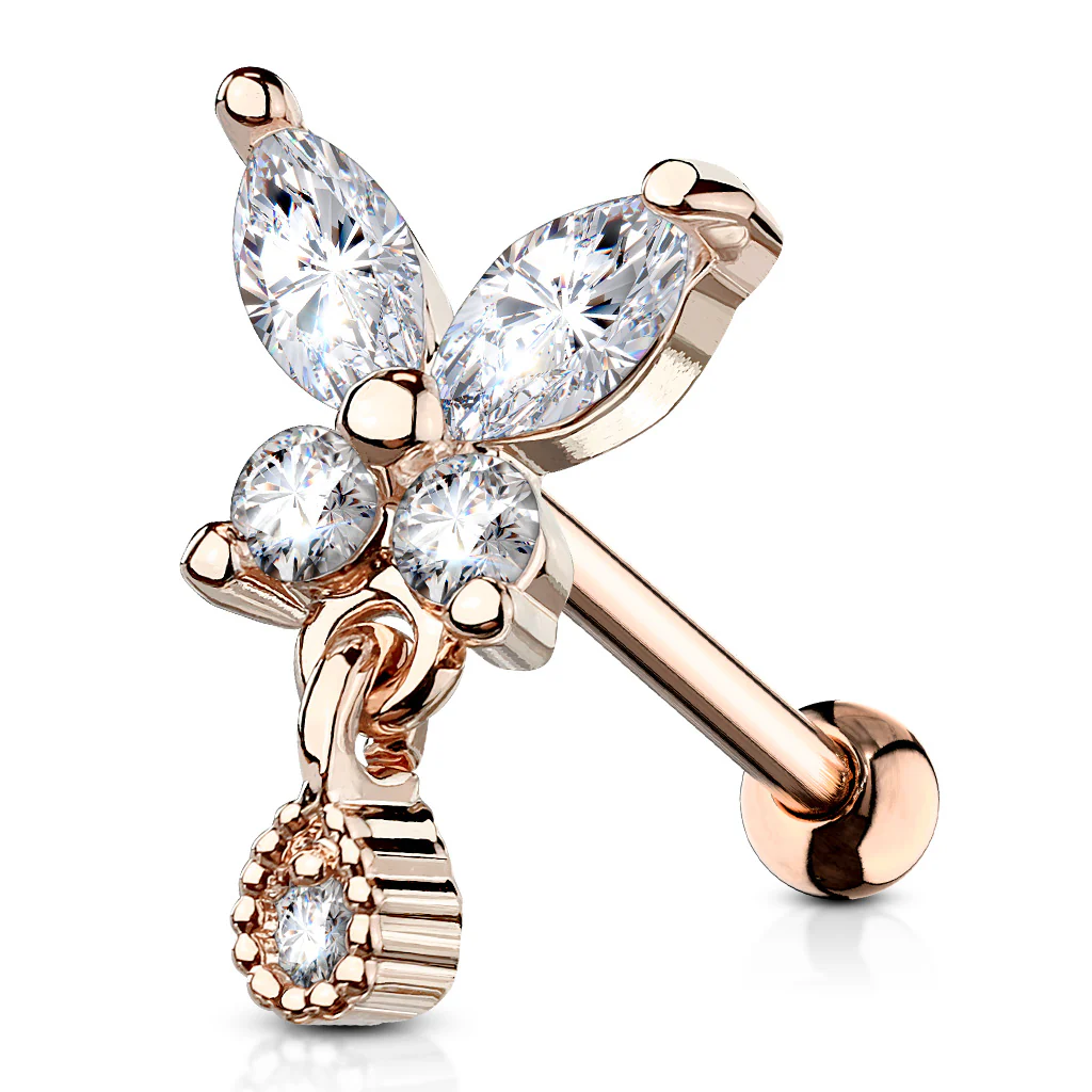 Butterfly Tear Drop Ear Cartilage Helix Daith Tragus Studs Earrings - Image 4
