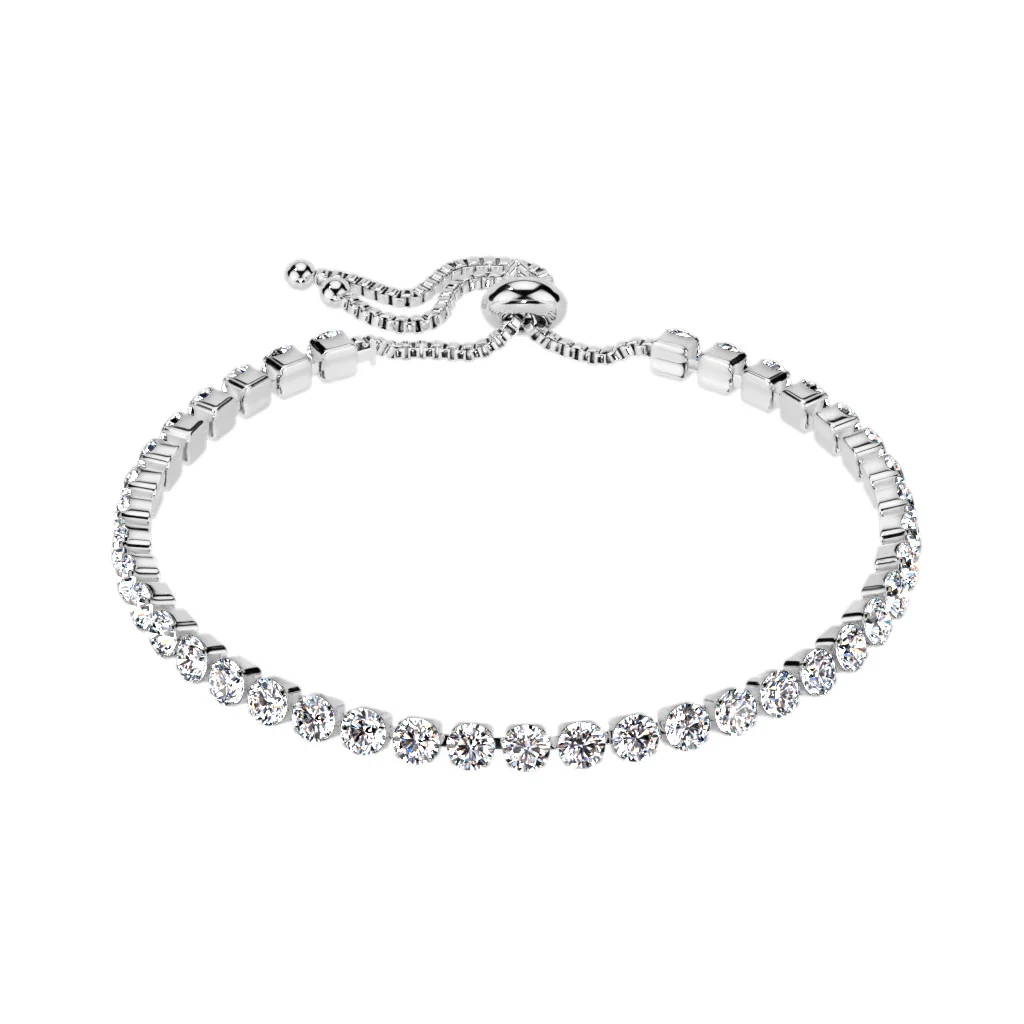 Adjustable Stainless Steel Tennis Bracelet With Prong Set CZ - Image 5