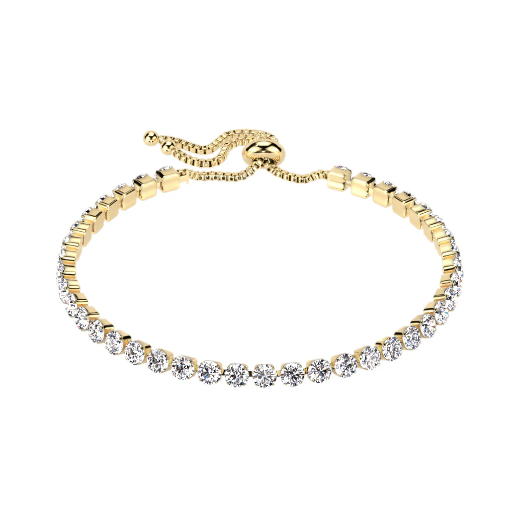 Adjustable Stainless Steel Tennis Bracelet With Prong Set CZ - Image 7