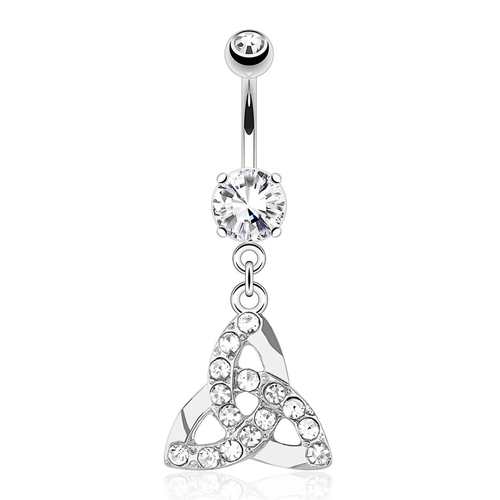 Celtic Knot CZ Dangle Surgical Steel Navel Belly Button Ring