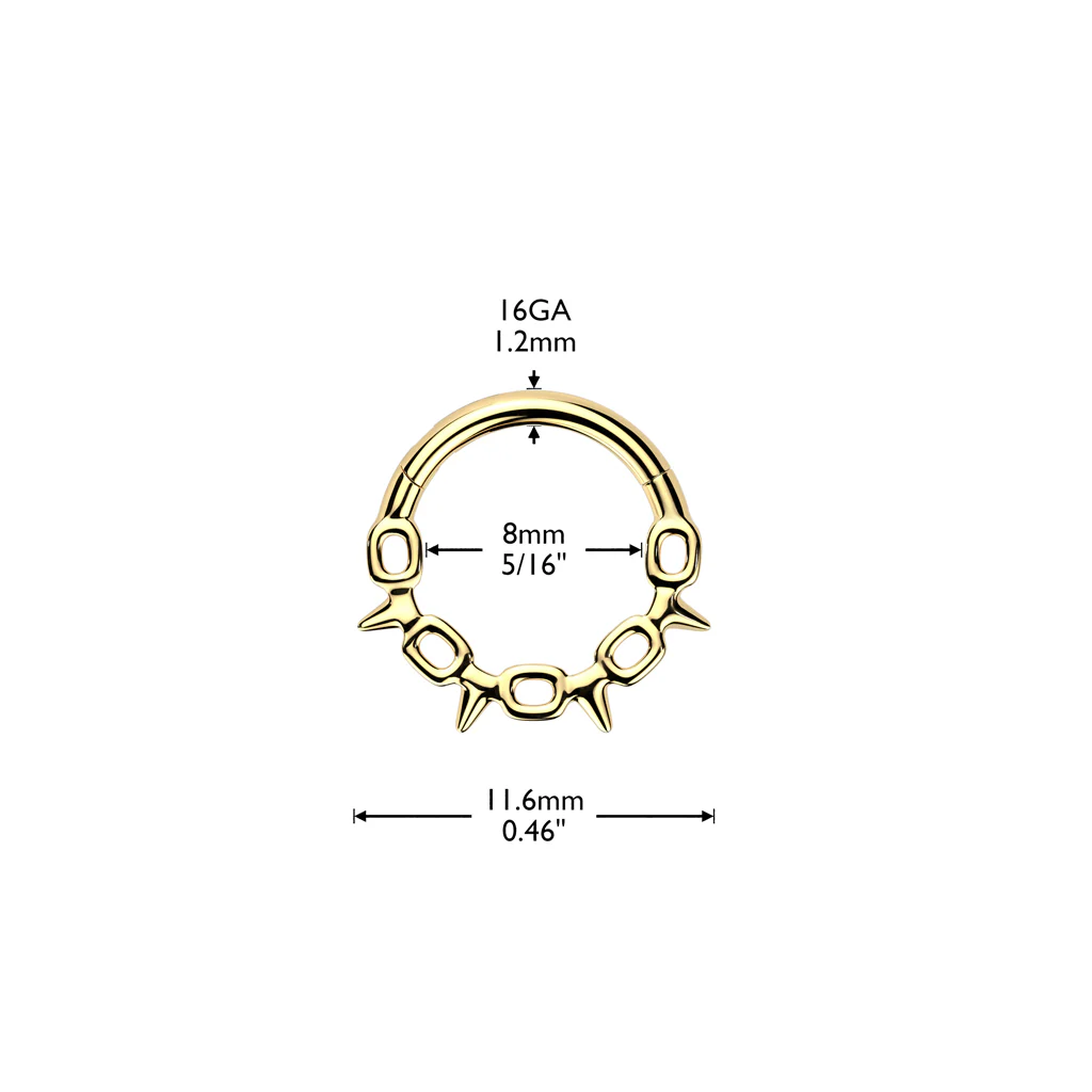 Chain Spikes Hinged Segment Hoop Ring for Nose Ear Lobe Helix - Image 2