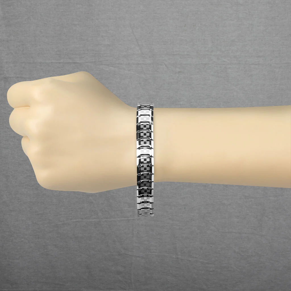 Laser Engraved Checker Links Tungsten  Carbide Bracelets - Image 2