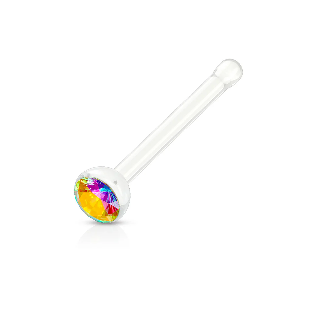 Clear Acrylic With Mixed CZ Nose Stud No Metal - Image 3