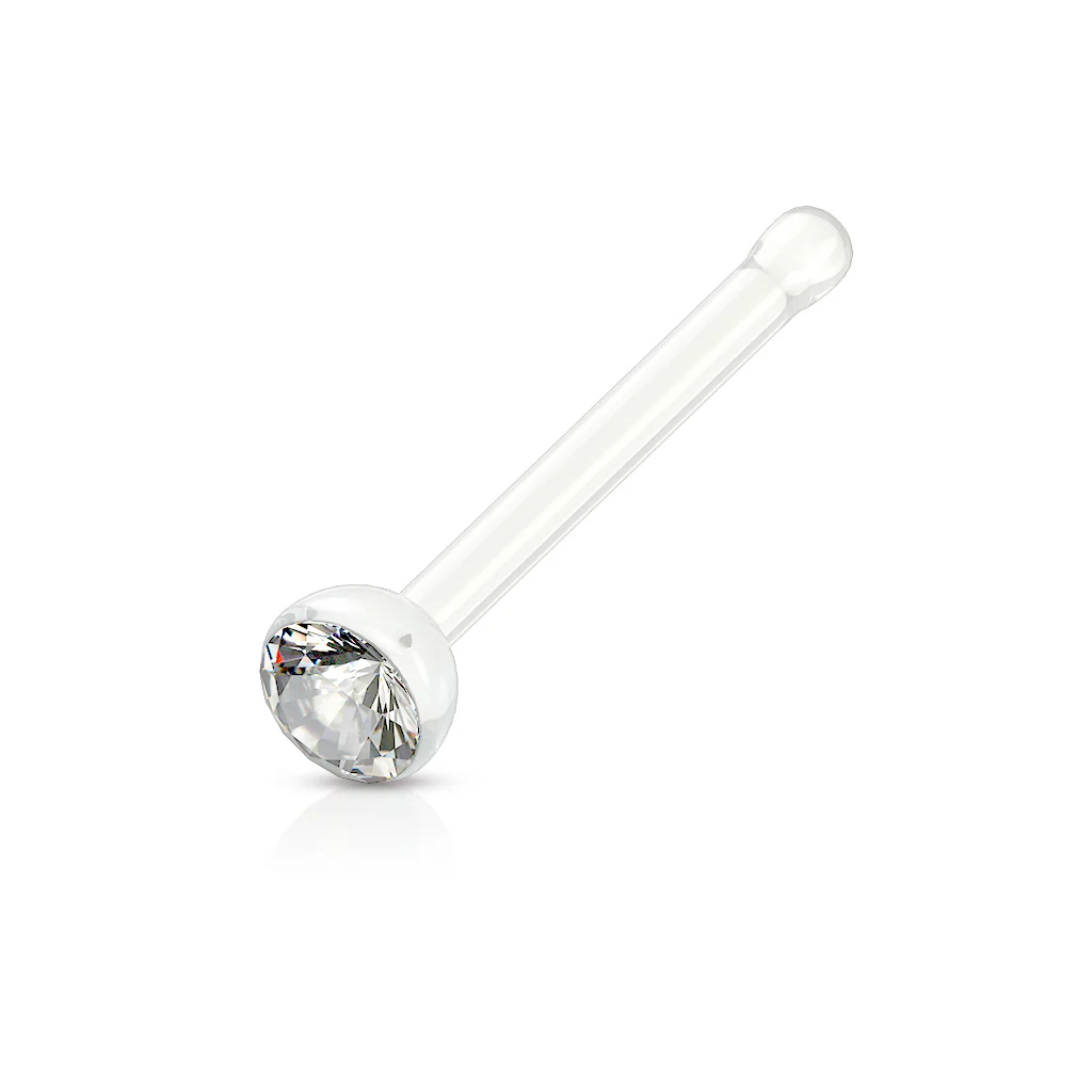 Clear Acrylic With Mixed CZ Nose Stud No Metal - Image 4