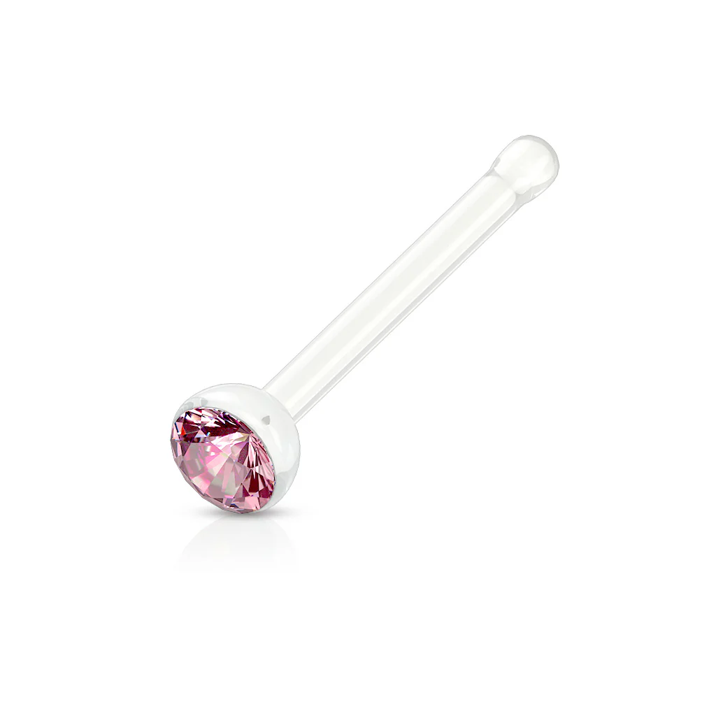 Clear Acrylic With Mixed CZ Nose Stud No Metal - Image 6