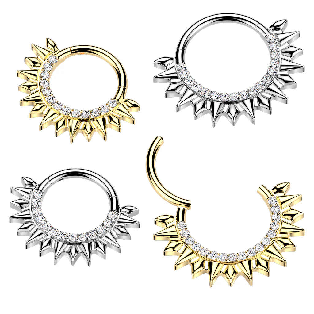 CNC CZ Set Hinged Segment Hoop Ring For Daith Septum Cartilage - Image 3