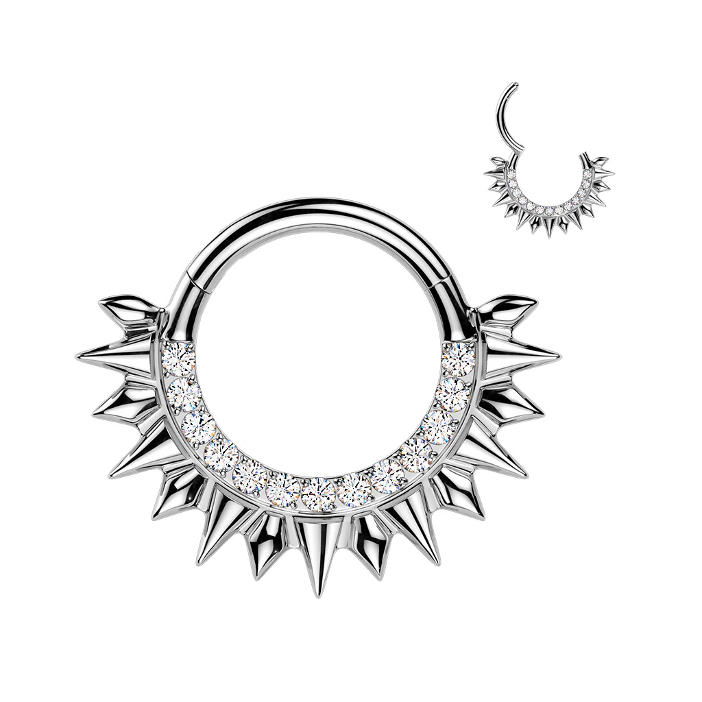CNC CZ Set Hinged Segment Hoop Ring For Daith Septum Cartilage - Image 6