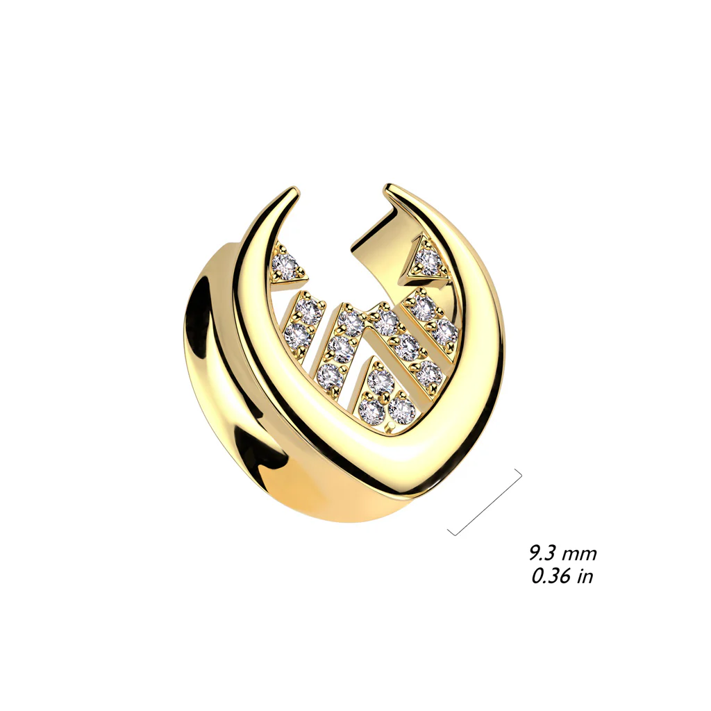 1 Pc All Surgical Steel Saddle Spreader With Pave CZ Center Ear Plug - Image 2