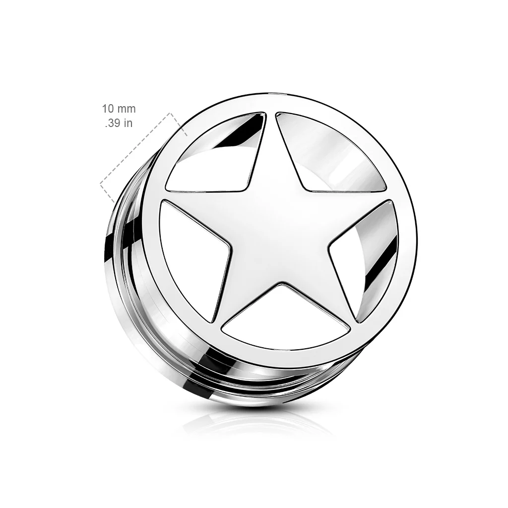 Pair Star 316L Surgical Steel Screw Fit Flesh Tunnels Plugs - Image 4