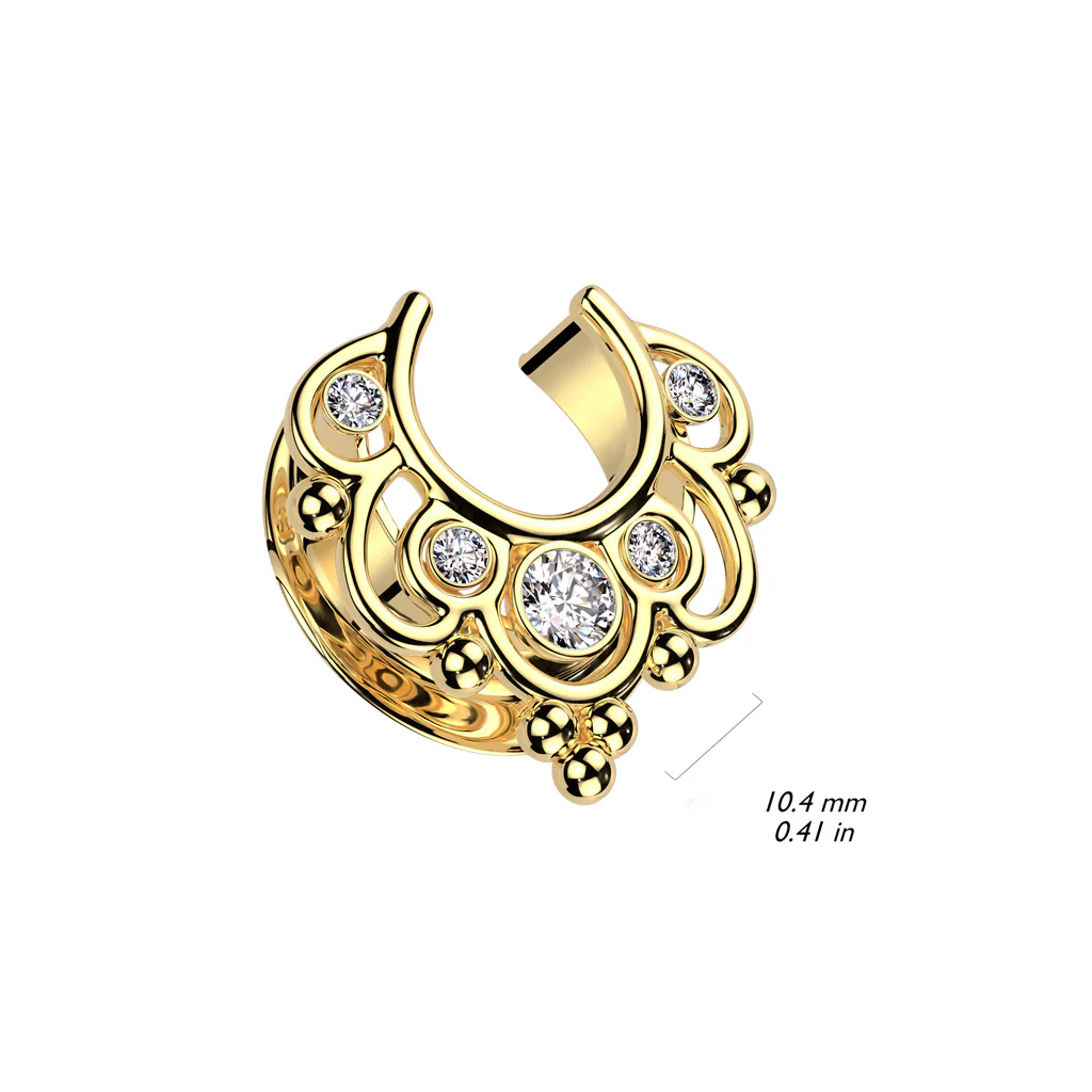 1 Pc CZ Floral Filigree All Surgical Steel Saddle Spreader Ear Plugs - Image 5