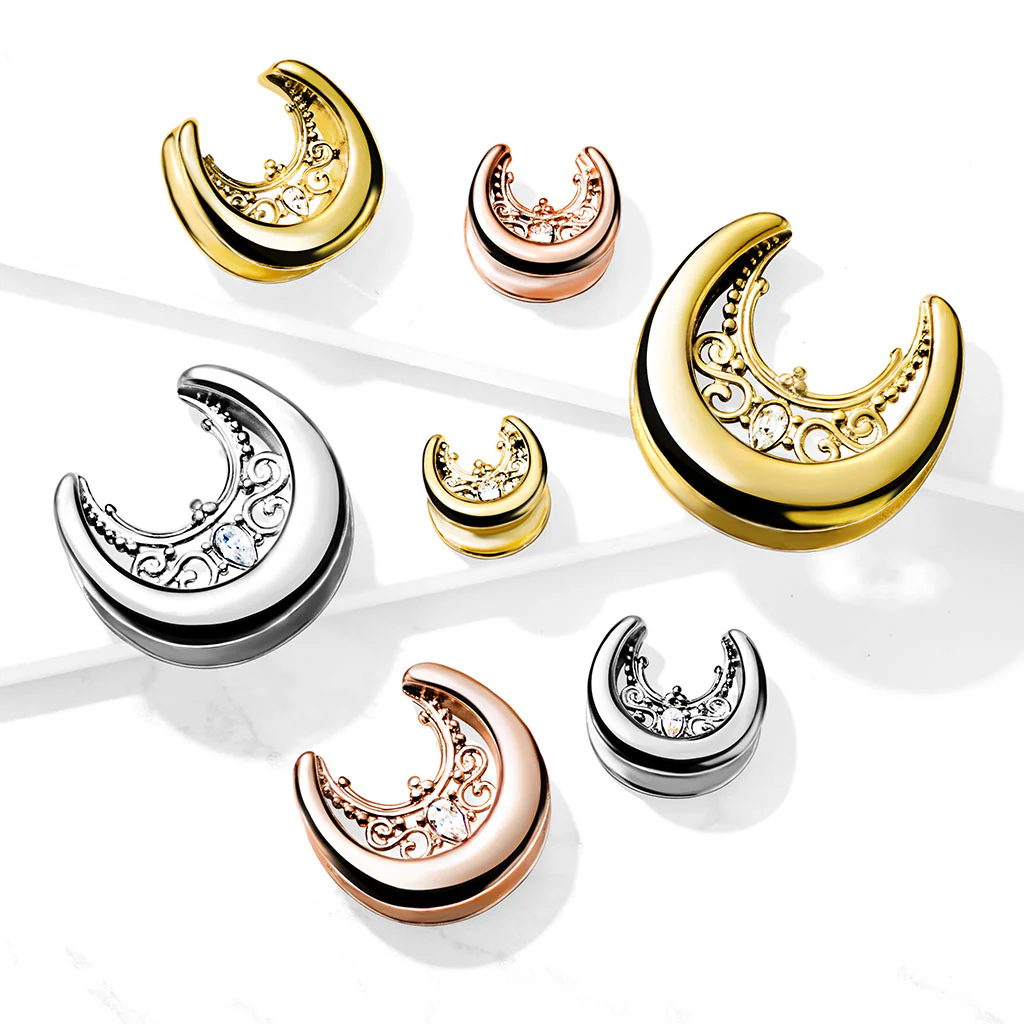 1 Pc Floral Filigree Center All Surgical Steel Saddle Spreader Ear Plugs