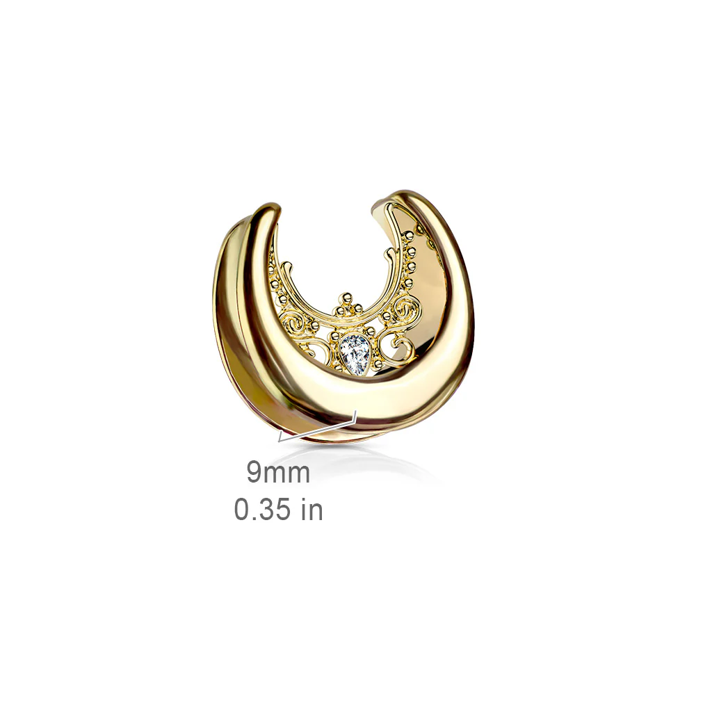 1 Pc Floral Filigree Center All Surgical Steel Saddle Spreader Ear Plugs - Image 5