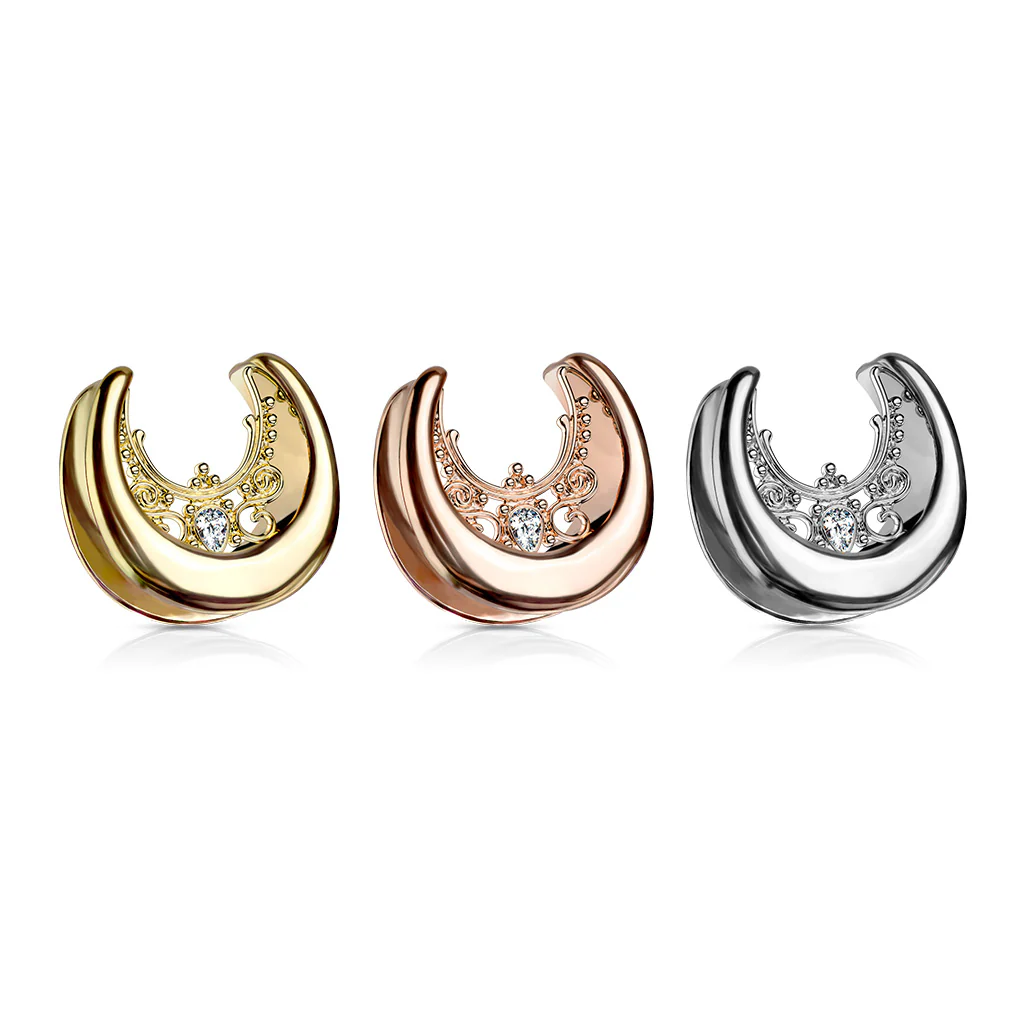 1 Pc Floral Filigree Center All Surgical Steel Saddle Spreader Ear Plugs - Image 6
