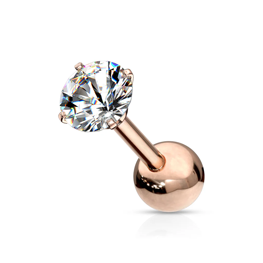 1 Pc Prong Set Round CZ Ear Cartilage Tragus Barbell Studs - Image 5