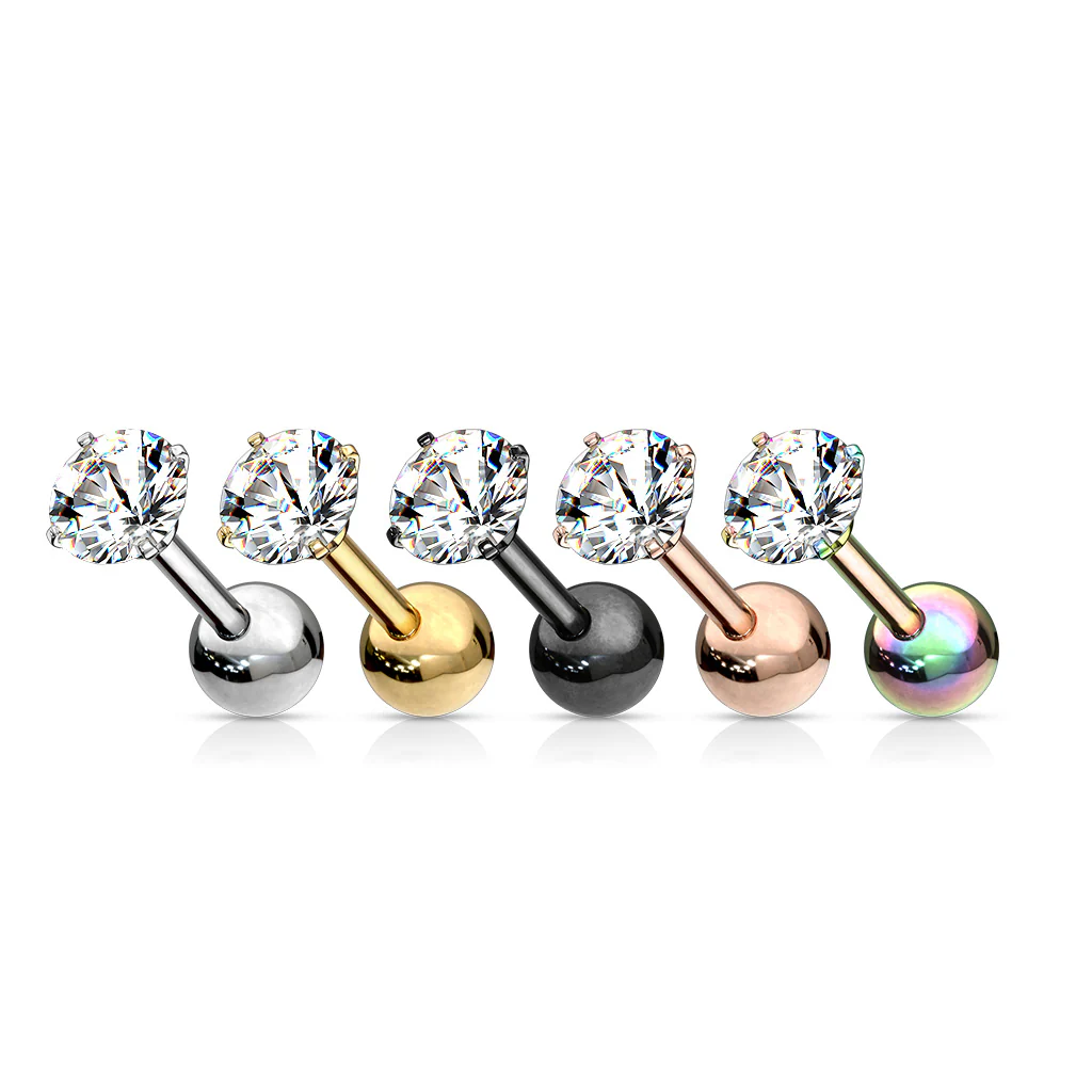 1 Pc Prong Set Round CZ Ear Cartilage Tragus Barbell Studs - Image 7