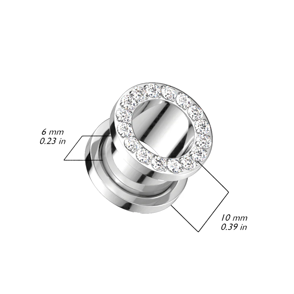 1 Pc Implant Titanium Double Flare Screw Fit Flesh Tunnel With CZ Rim - Image 2