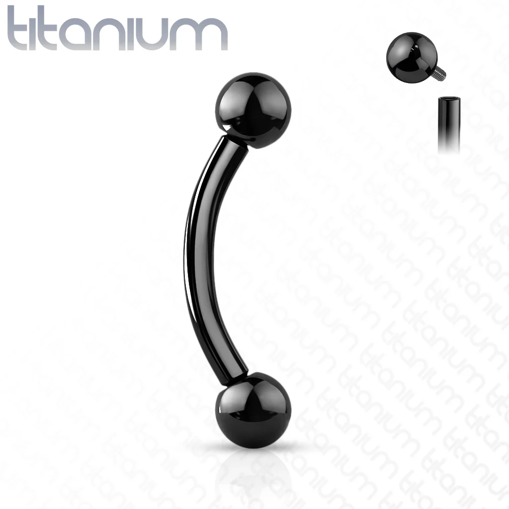 Internal Threaded Implant Grade Titanium Ball Curved Barbell Eyebrow Rings - Image 2
