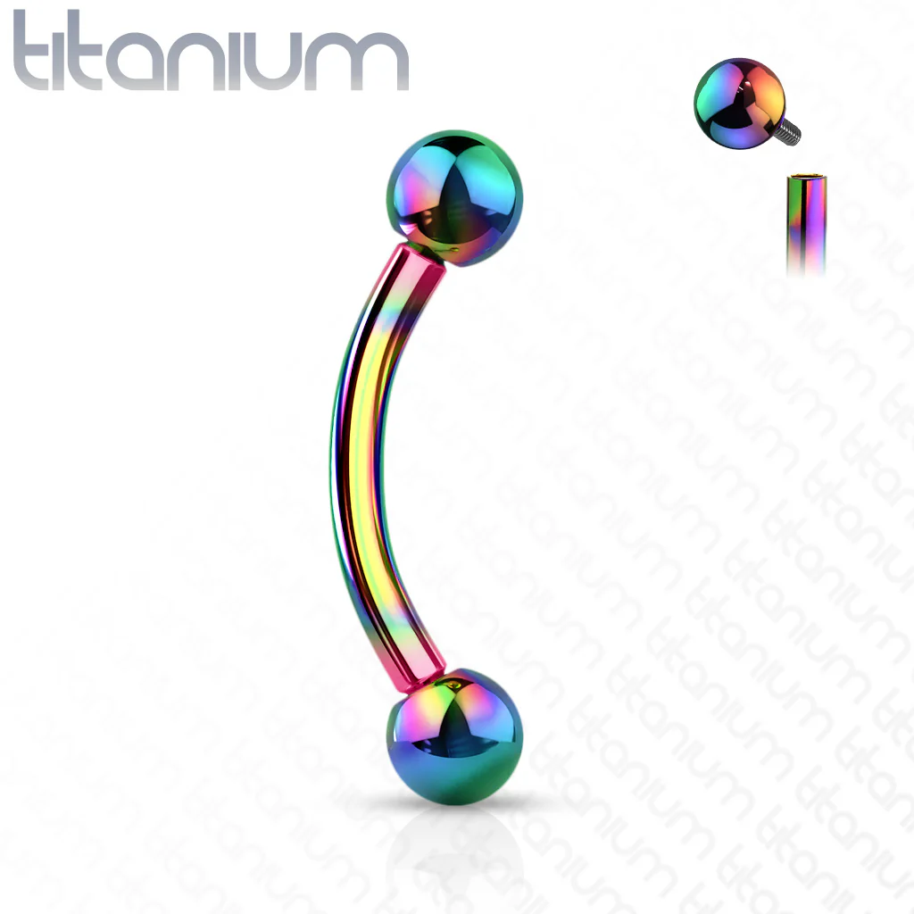 Internal Threaded Implant Grade Titanium Ball Curved Barbell Eyebrow Rings - Image 3