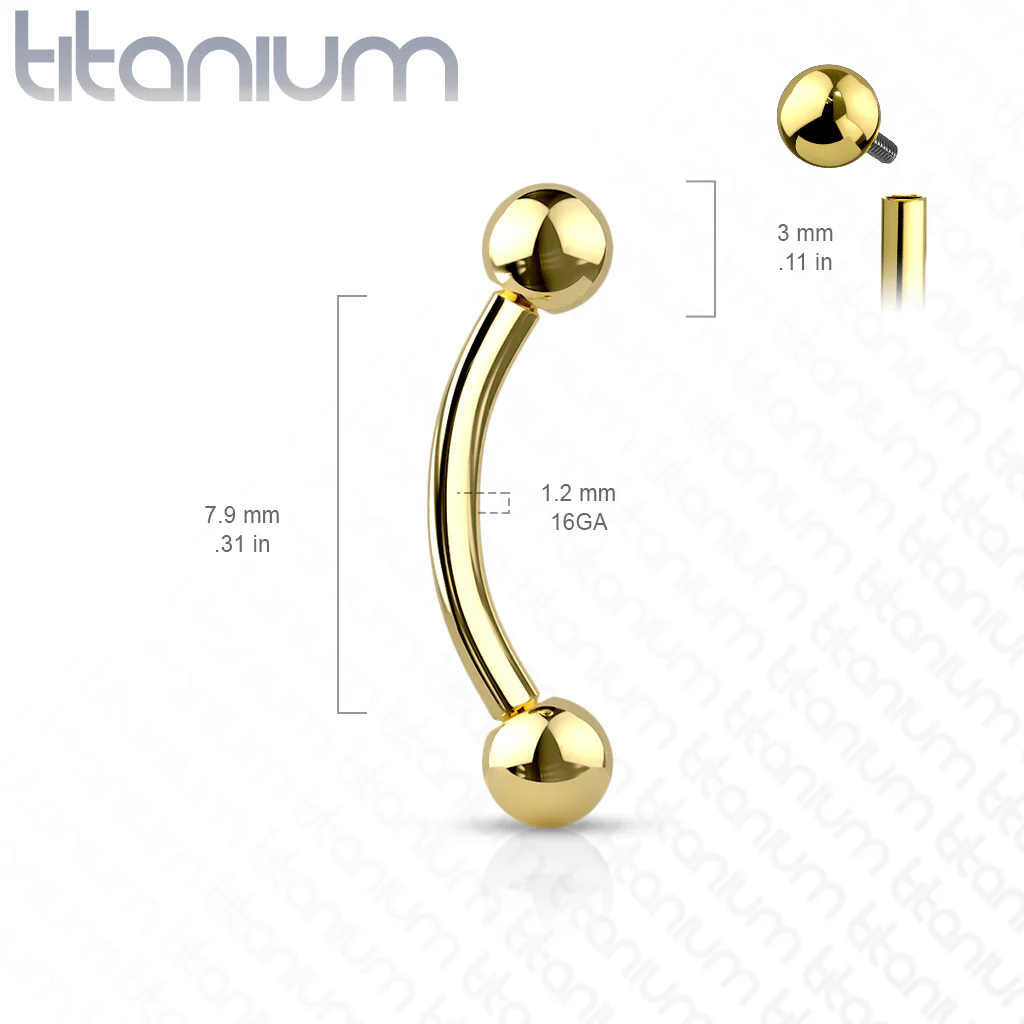 Internal Threaded Implant Grade Titanium Ball Curved Barbell Eyebrow Rings - Image 4