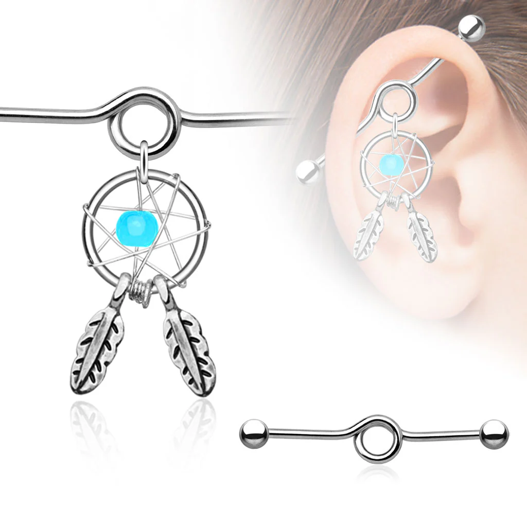 Woven Star Dreamcatcher Charm Dangle Industrial Barbells