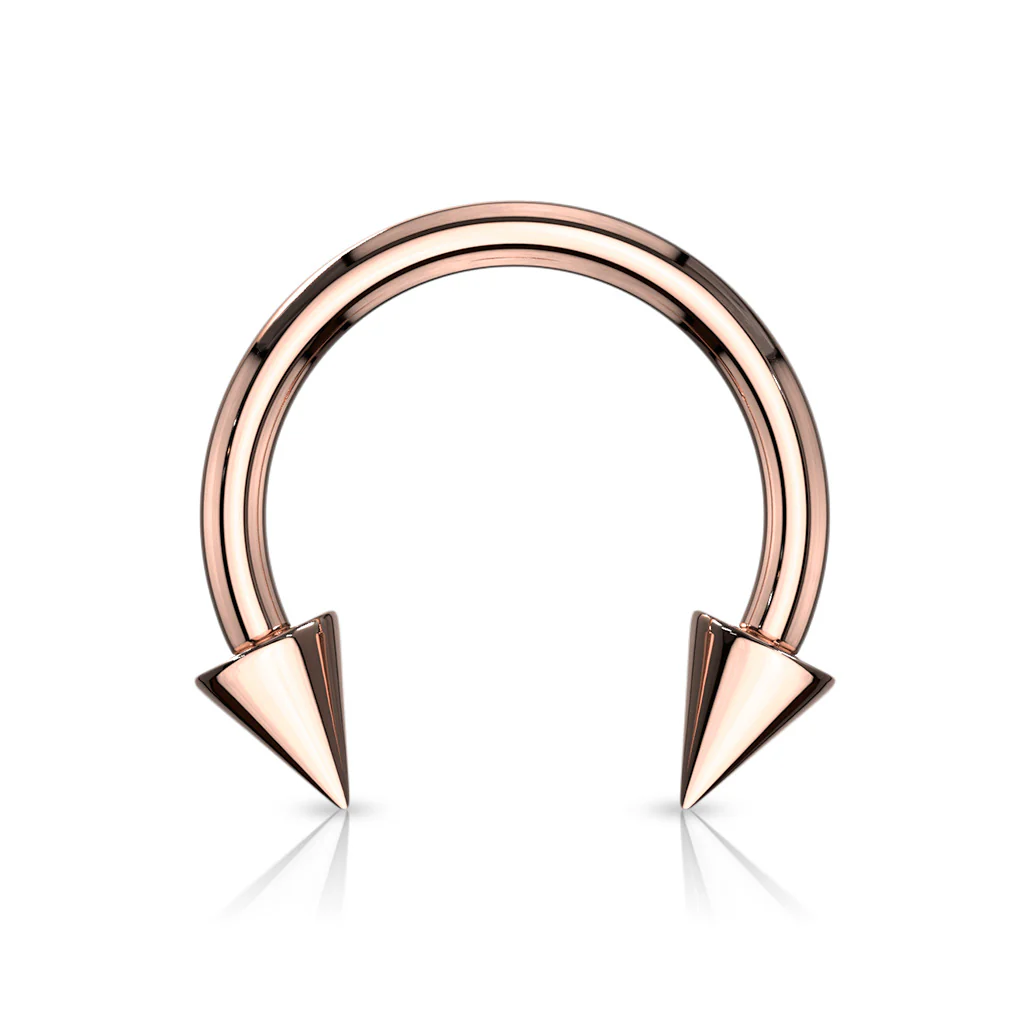 Rose Gold Plated Spike Horseshoe Circular Barbells Nipple Cartilage Daith - Image 2