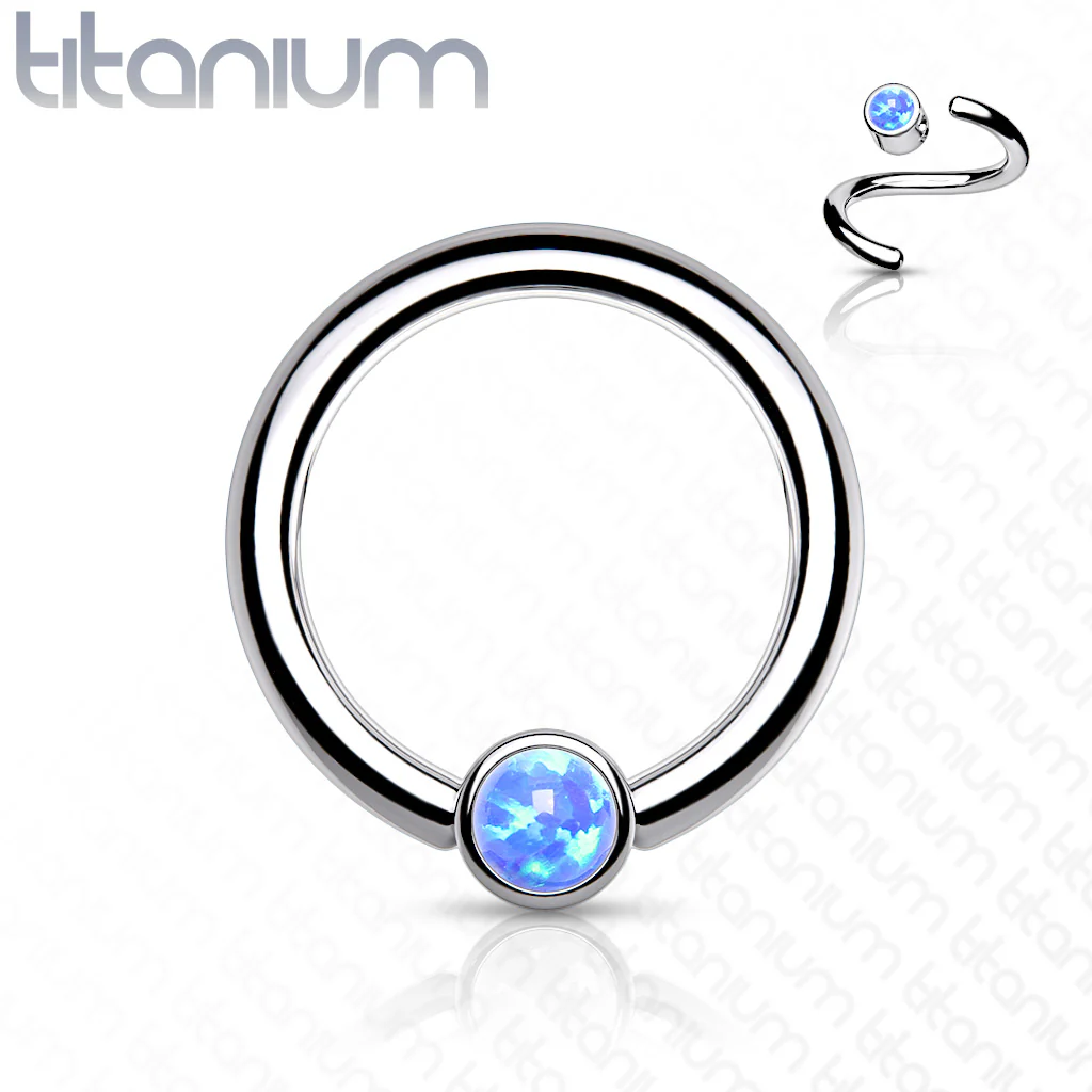 Implant Grade Titanium Opal  Captive Rings Ear Cartilage Nose Septum Ring - Image 2