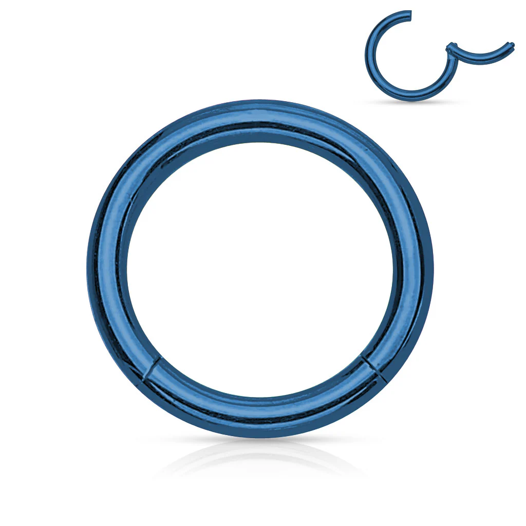 14G Titanium Plated On Surgical Steel Hinged Segment Hoop Rings - Image 4
