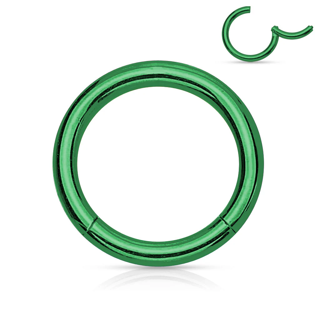 14G Titanium Plated On Surgical Steel Hinged Segment Hoop Rings - Image 5