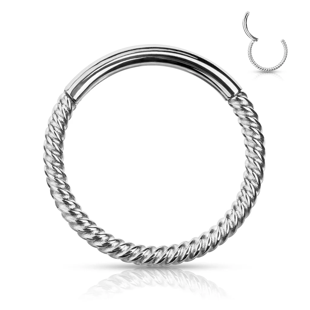 18G All Surgical Steel Hinged Segment Hoop Braided Rings Tragus Ear Cartilage - Image 3