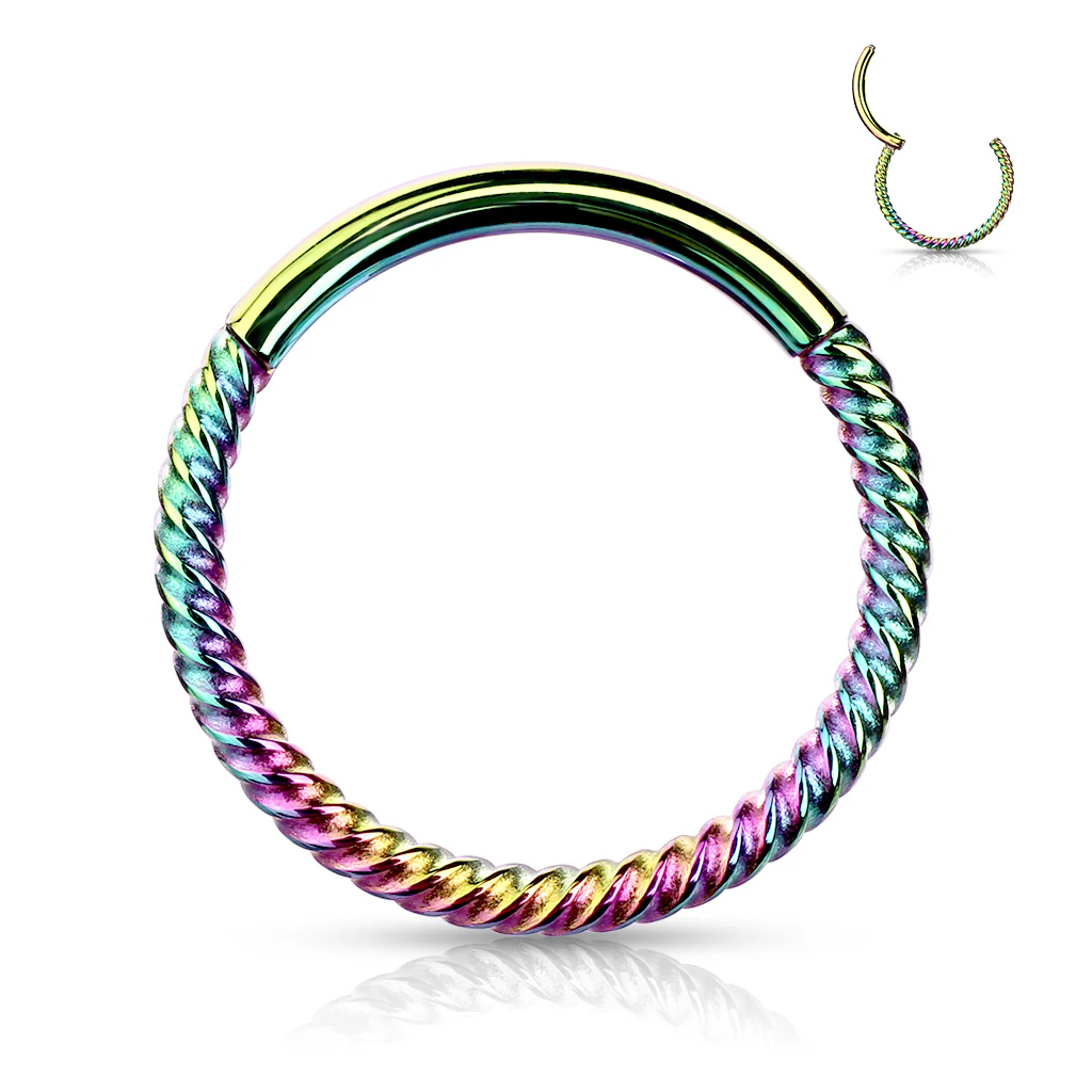 18G All Surgical Steel Hinged Segment Hoop Braided Rings Tragus Ear Cartilage - Image 4