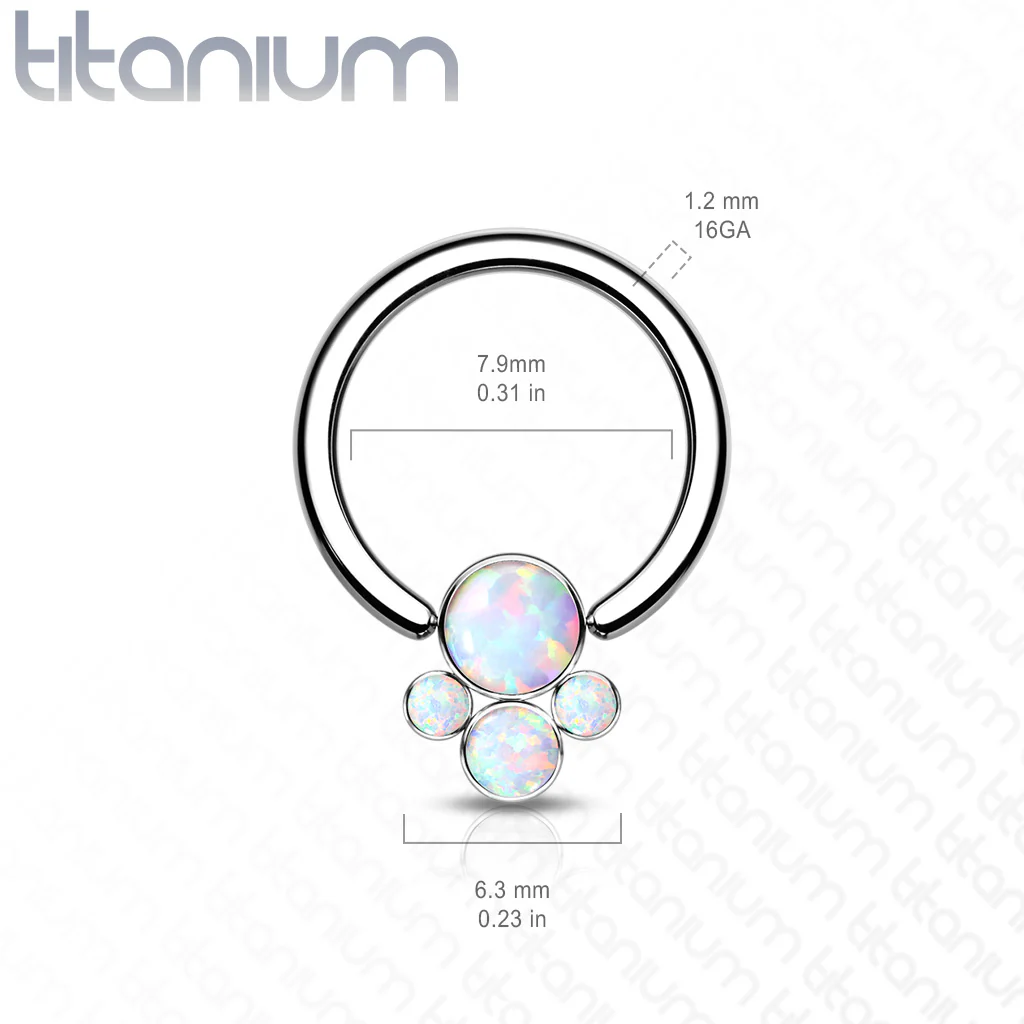 Implant Grade Titanium Opal Pet Paw Captive Rings Ear Cartilage Nose Septum Ring - Image 3